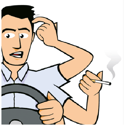 El simple gesto de encender o apagar el cigarrillo, o de botar la ceniza, le quita al conductor una mano del volante y l