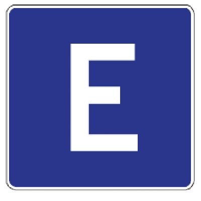 La señal informativa con la letra E indica estacionamiento: un lugar permitido por la autoridad para estacionar. Las pro